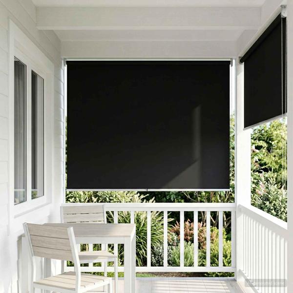 ARDEBO.de - Außen-Rollos mit UV-Schutz Schwarz 100 x 230 cm (B x H)