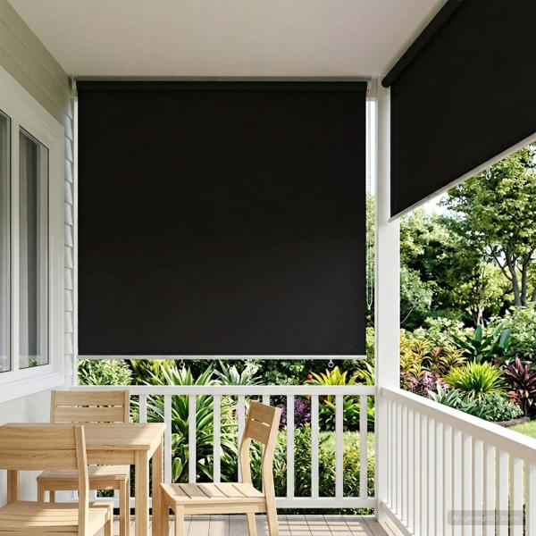 ARDEBO.de - Außen-Rollos mit UV-Schutz Schwarz 185 x 230 cm (B x H)