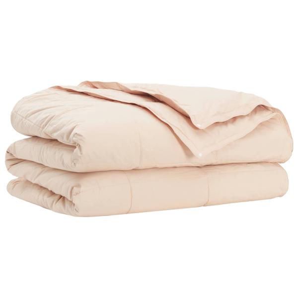 ARDEBO.de - Bettdecke 220 x 260 cm Für alle Jahreszeiten Kapokfaser Beige