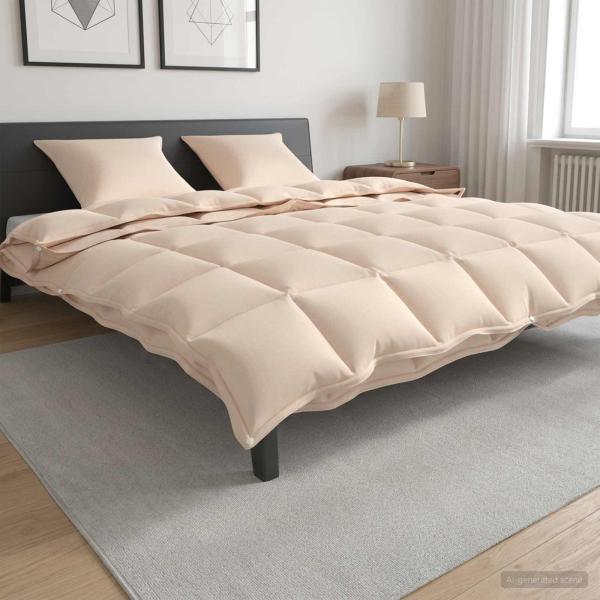 ARDEBO.de - Bettdecke 240 x 260 cm Für alle Jahreszeiten Kapokfaser Beige