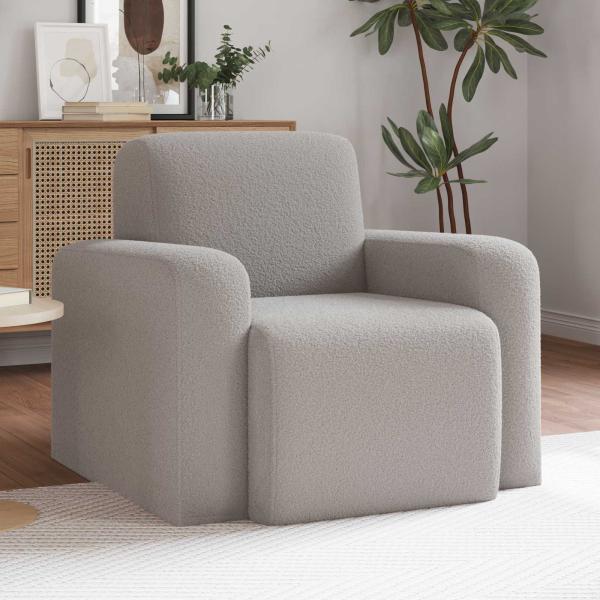 ARDEBO.de - Sessel Hellgrau Bouclé