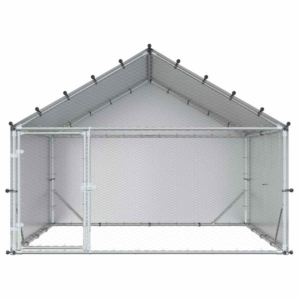 Hühnerstall mit Dach Silber 200 x 200 x 150 cm verzinkter Stahl