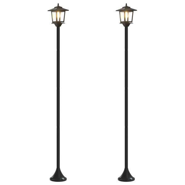 Laternenpfahl Set with LED Bulb 2 Stk. Schwarz 16 x 16 x 156 cm