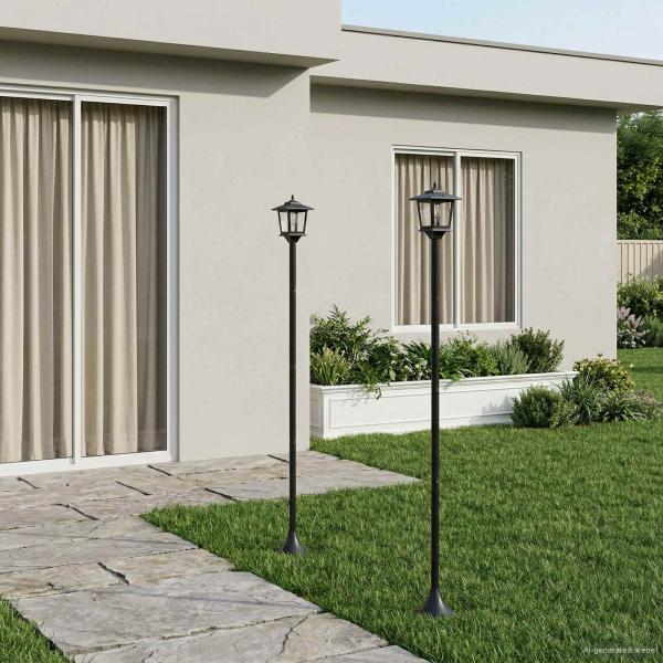 Laternenpfahl Set with LED Bulb 2 Stk. Schwarz 16 x 16 x 156 cm