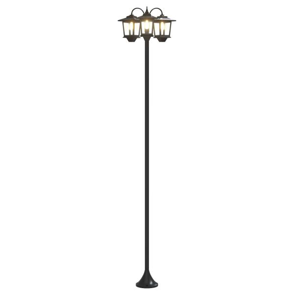 3-Kopf Laternenpfahl Schwarz 16 x 16 x 187 cm Aluminium und ABS