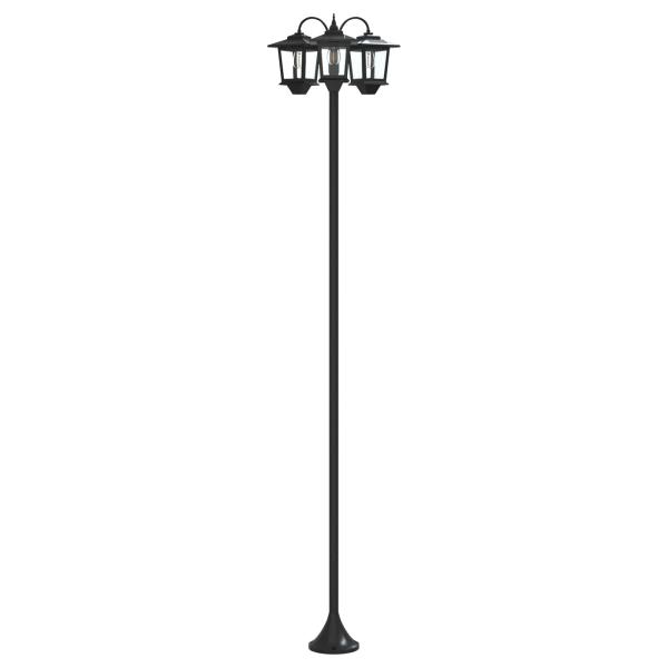 3-Kopf Laternenpfahl Schwarz 16 x 16 x 187 cm Aluminium und ABS