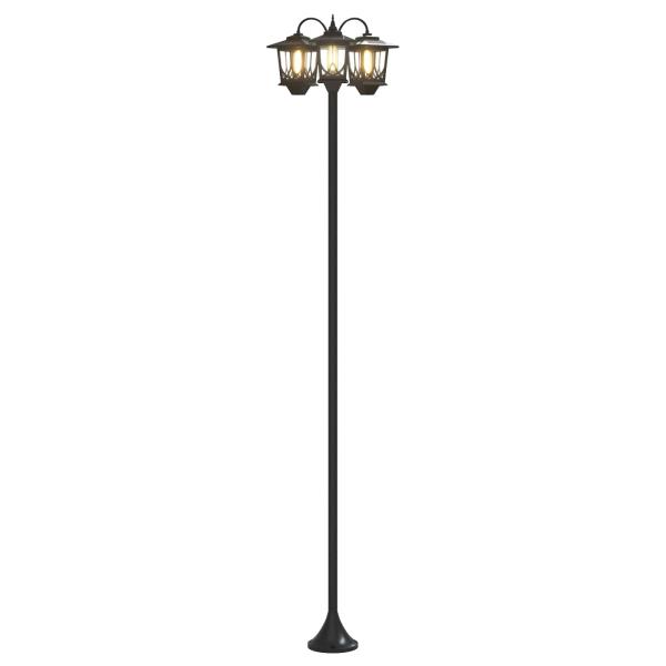 3-Kopf Laternenpfahl Schwarz 16 x 16 x 187 cm Aluminium und ABS