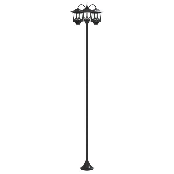 3-Kopf Laternenpfahl Schwarz 16 x 16 x 187 cm Aluminium und ABS