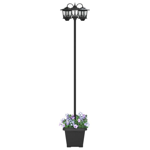 3-Kopf Laternenpfahl Schwarz 32 x 32 x 188 cm Aluminium und ABS
