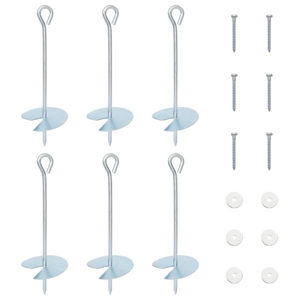Erdanker 6 Stk. Ø10 x 30 cm Galvanisiertes Metall Silber