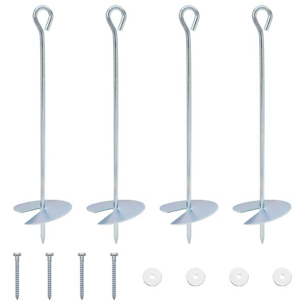 Erdanker 4 Stk. Ø10 x 40 cm Galvanisiertes Metall Silber