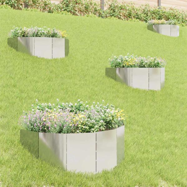 ARDEBO.de - Raseneinfassung 4 stk. 100 x 45 cm Stahl Silber