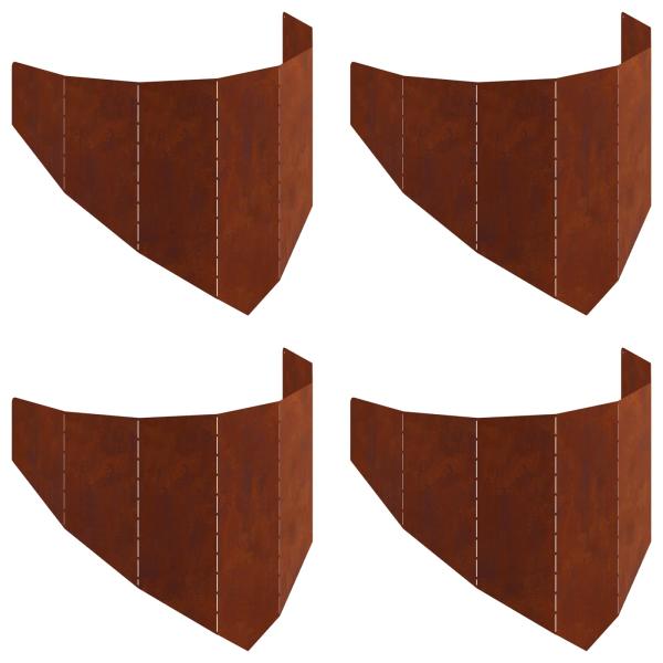Raseneinfassung 4 stk. 100 x 45 cm Stahl Rostig