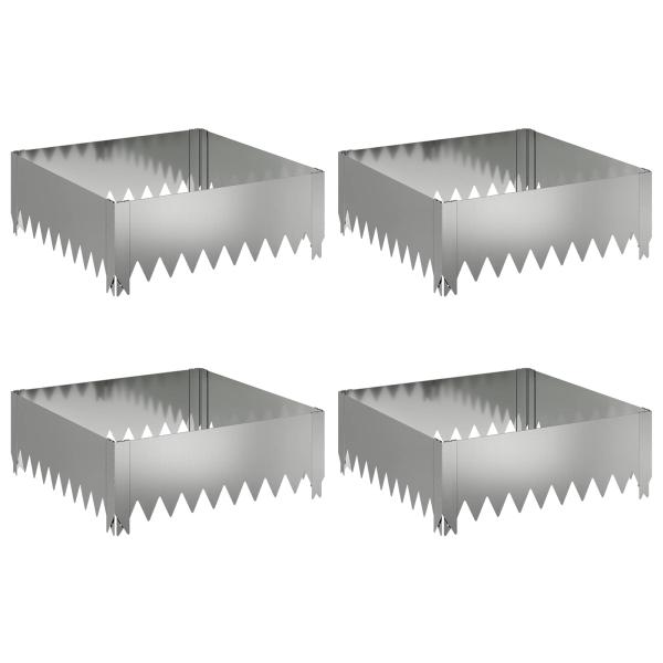 Raseneinfassung 4 stk. 60 x 60 x 20 cm Stahl Silber