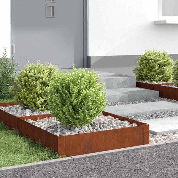 ARDEBO.de - Raseneinfassung 4 stk. 60 x 60 x 20 cm Stahl Rostig
