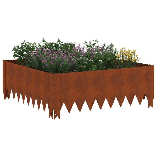 Raseneinfassung 4 stk. 60 x 60 x 20 cm Stahl Rostig