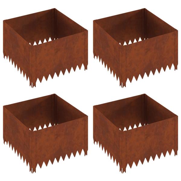 Raseneinfassung 4 stk. 60 x 60 x 35 cm Stahl Rostig