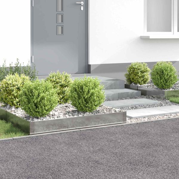ARDEBO.de - Raseneinfassung 4 stk. 100 x 60 x 20 cm Stahl Silber