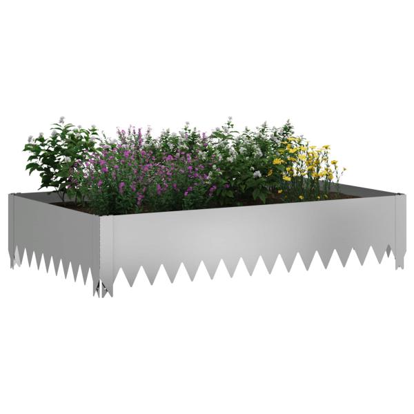 Raseneinfassung 4 stk. 100 x 60 x 20 cm Stahl Silber