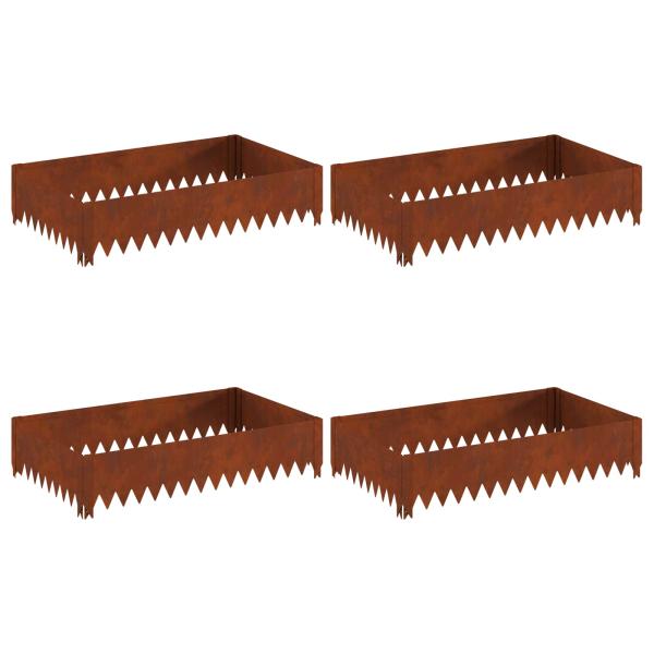 Raseneinfassung 4 stk. 100 x 60 x 20 cm Stahl Rostig