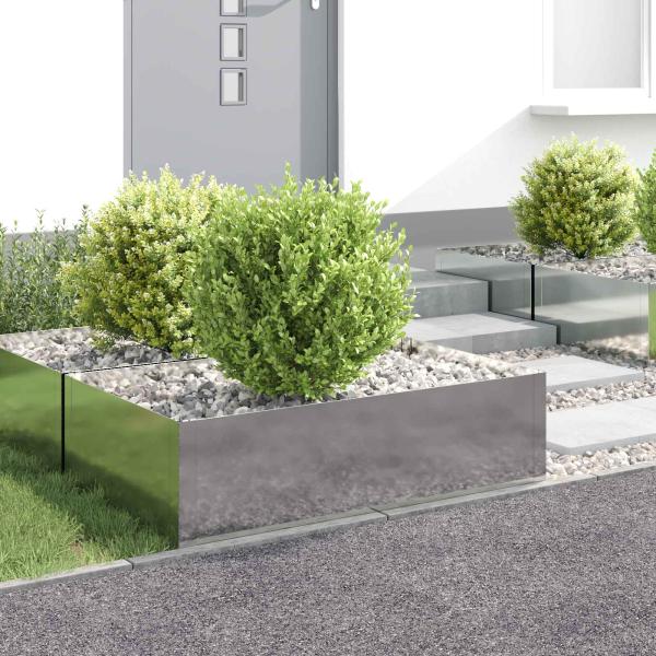 ARDEBO.de - Raseneinfassung 4 stk. 100 x 60 x 35 cm Stahl Silber