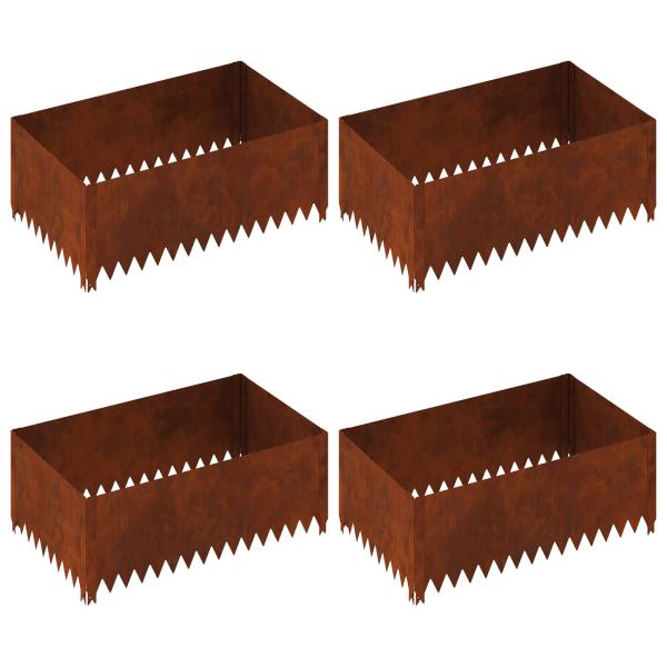 Raseneinfassung 4 stk. 100 x 60 x 35 cm Stahl Rostig
