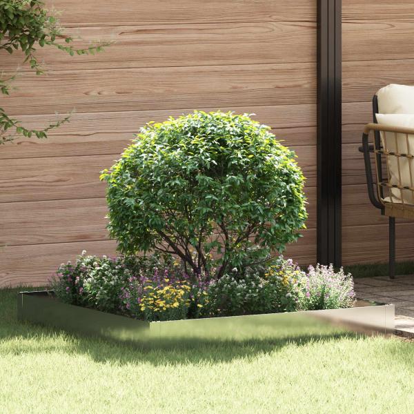 ARDEBO.de - Raseneinfassung 100 x 100 x 20 cm Stahl Silber