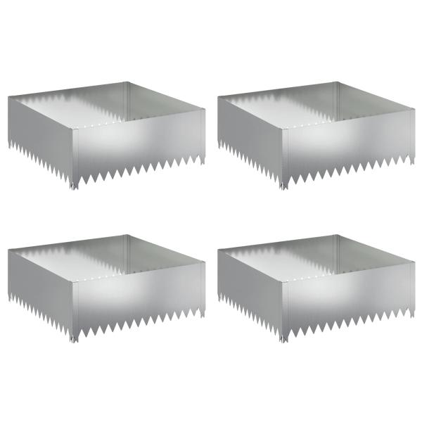 Raseneinfassung 4 stk. 100 x 100 x 35 cm Stahl Silber