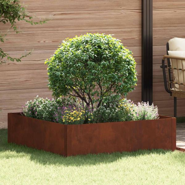 ARDEBO.de - Raseneinfassung 100 x 100 x 35 cm Stahl Rostig