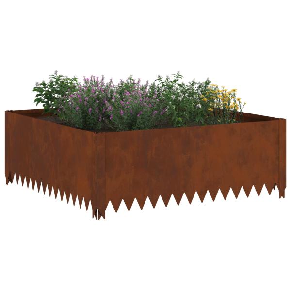 Raseneinfassung 100 x 100 x 35 cm Stahl Rostig