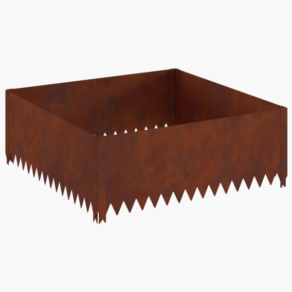 Raseneinfassung 4 stk. 100 x 100 x 35 cm Stahl Rostig
