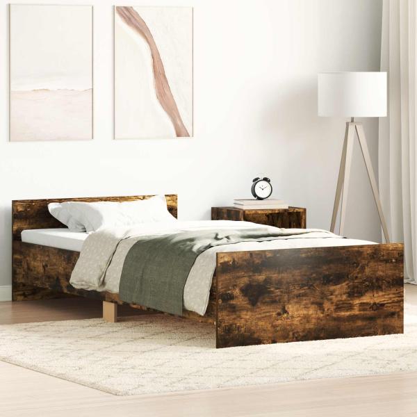 ARDEBO.de - Bettrahmen Geräucherte Eiche 80 x 200 cm Holzwerkstoff