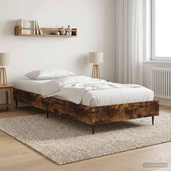 ARDEBO.de - Bettrahmen Räuchereiche 80 x 200 cm Holzwerkstoff