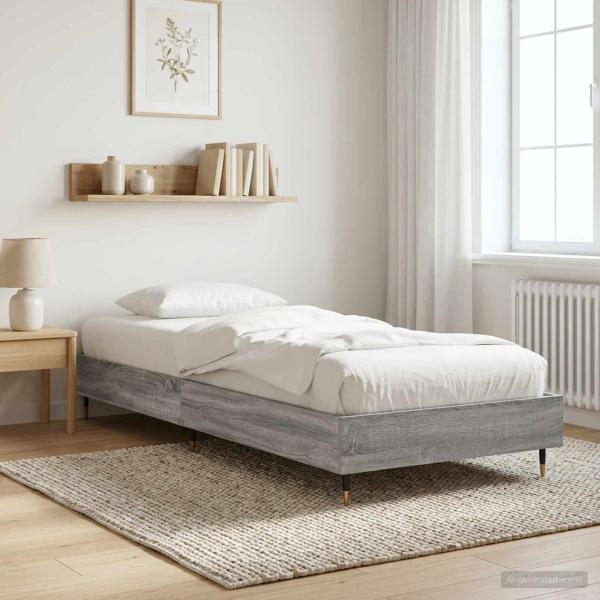 ARDEBO.de - Bettrahmen Grau Sonoma 80 x 200 cm Holzwerkstoff