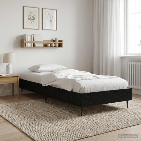 ARDEBO.de - Bettrahmen Schwarz Eichen-Optik 80 x 200 cm Holzwerkstoff