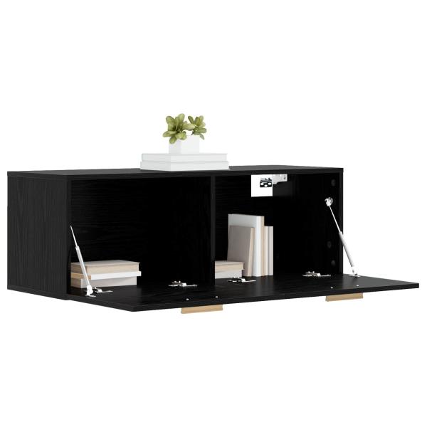 Wandschrank Schwarz Eichen-Optik 100 x 36,5 x 35 cm