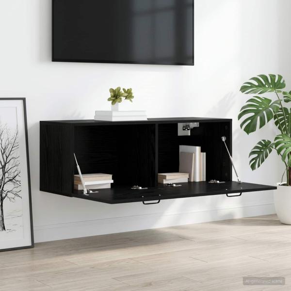 ARDEBO.de - Wandschrank Schwarz Eichen-Optik 100 x 36,5 x 35 cm