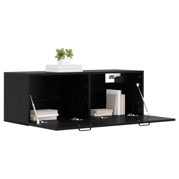 Wandschrank Schwarz Eichen-Optik 100 x 36,5 x 35 cm