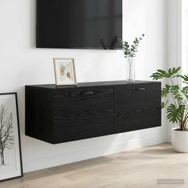 Wandschrank Schwarz Eichen-Optik 100 x 36,5 x 35 cm