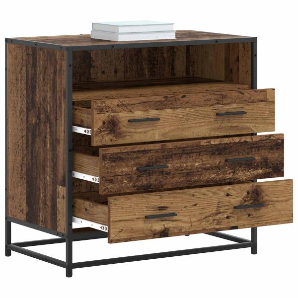 Schubladenschrank 3-Schublade Altholz 70 x 41 x 70 cm