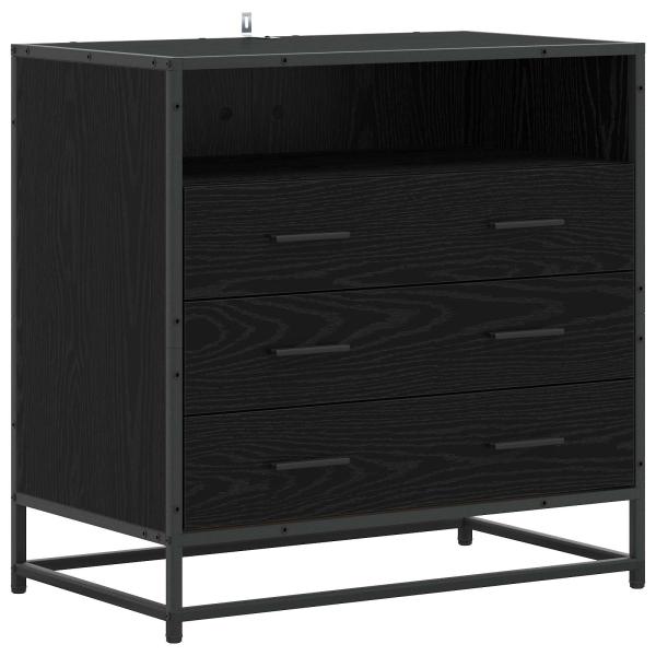 Schubladenschrank 3-Schublade Schwarz Eichen-Optik