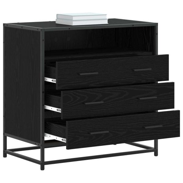 Schubladenschrank 3-Schublade Schwarz Eichen-Optik