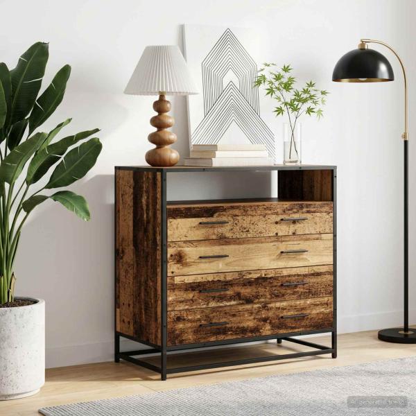 ARDEBO.de - Schubladenschrank 4-Schublade Altholz 70 x 41 x 83,5 cm
