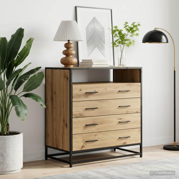 ARDEBO.de - Schubladenschrank 4-Schublade Artisan-Eiche 70 x 41 x 83,5 cm