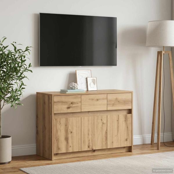 ARDEBO.de - TV-Schränk 91 x 34 x 61 cm Artisan-Eiche Holzwerkstoff