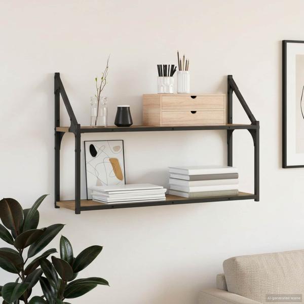 ARDEBO.de - Wandregal Wandhalterung Artisan-Eiche 80 x 21 x 51 cm Metall PB