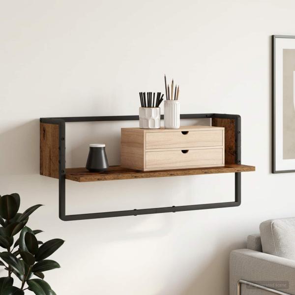 ARDEBO.de - Wandregal Wandhalterung Altholz 65 x 25 x 30 cm Metall PB