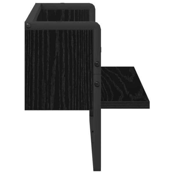 Wandregal Wandhalterung Schwarz Eichen-Optik 65 x 25 x 30 cm