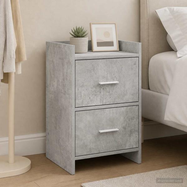 Nachttische 2 stk. Betongrau 40 x 30 x 60 cm Holzwerkstoff