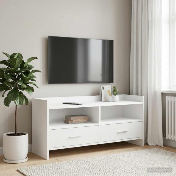 ARDEBO.de - TV-Schränk 100 x 33 x 47 cm Weiß Holzwerkstoff